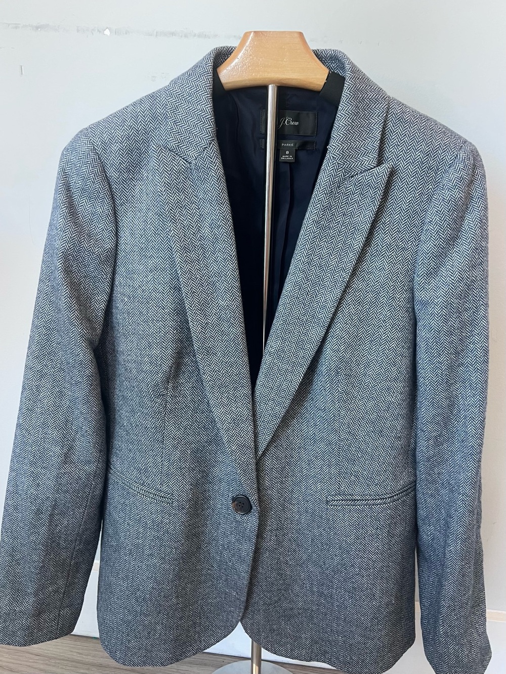 J. Crew Gray Herringbone Single-Button Blazer